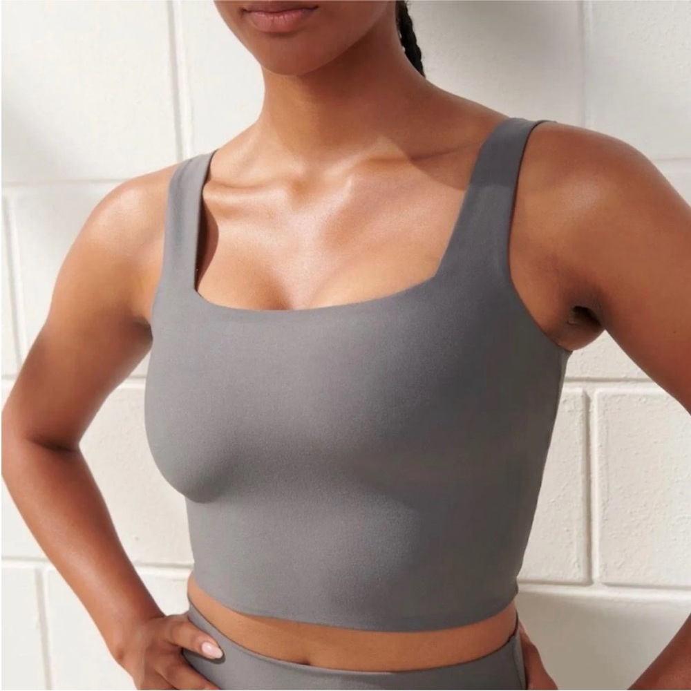Abercrombie YPB gray leggings and sports bra/tank set